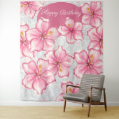 Hibiscus & kant ROZE Wandkleed (In situ)