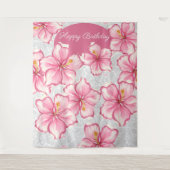 Hibiscus & kant ROZE Wandkleed (Voorkant)