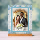 Hibiscus & kant TURQUOISE Acryl Bord (Neutraal)