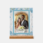 Hibiscus & kant TURQUOISE Acryl Bord (Voorkant)