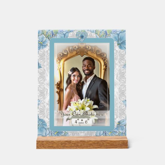 Hibiscus & kant TURQUOISE Acryl Bord (Voorkant)