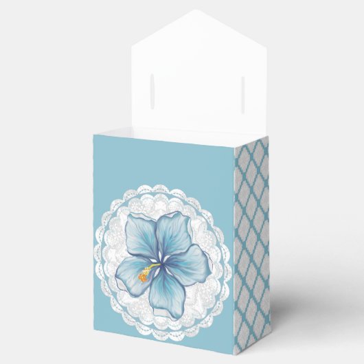 Hibiscus & kant TURQUOISE Bedankdoosjes (Geopend)