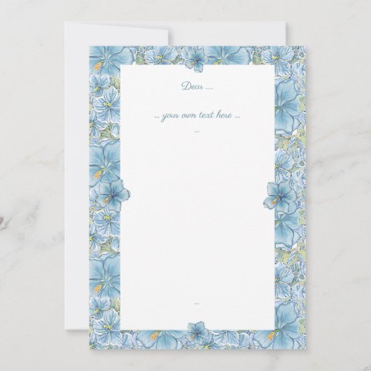 Hibiscus & kant TURQUOISE Bedankkaart (Achterkant)