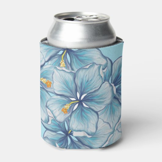 Hibiscus & kant TURQUOISE Blikjeskoeler (Blikje Voorkant)