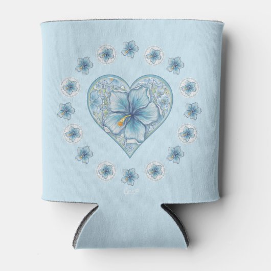 Hibiscus & kant TURQUOISE Blikjeskoeler (Voorkant)