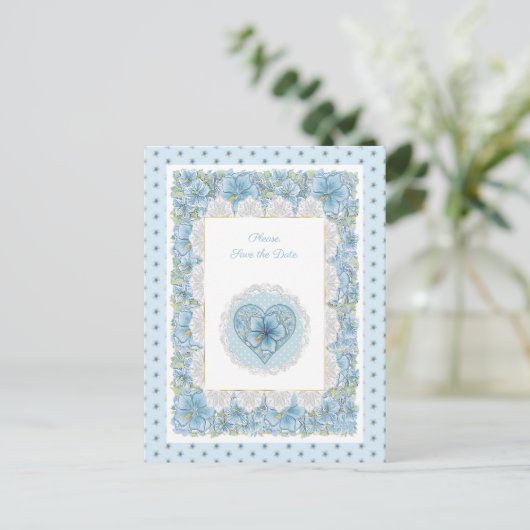 Hibiscus & kant TURQUOISE Briefkaart (Staand voorkant)