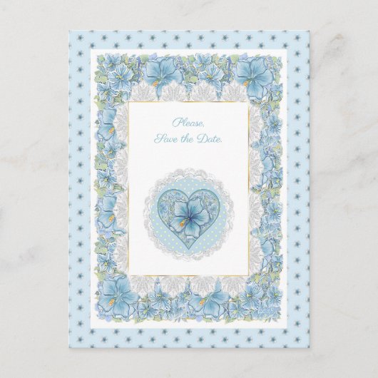 Hibiscus & kant TURQUOISE Briefkaart (Voorkant)