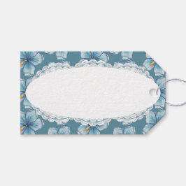 Hibiscus & kant TURQUOISE Cadeaulabel