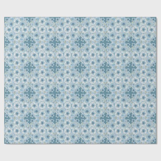 Hibiscus & kant TURQUOISE Cadeaupapier (Vlak)