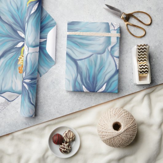 Hibiscus & kant TURQUOISE Cadeaupapier (Crafts)