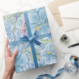 Hibiscus & kant TURQUOISE Cadeaupapier