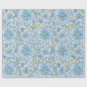 Hibiscus & kant TURQUOISE Cadeaupapier (Vlak)