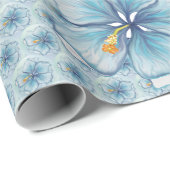 Hibiscus & kant TURQUOISE Cadeaupapier (Rol Hoek)