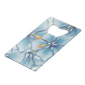 Hibiscus & kant TURQUOISE Creditkaart Flessenopener (Voorkant Gekanteld)