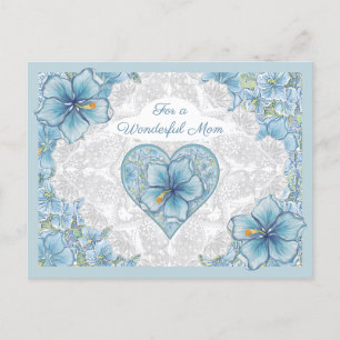 Hibiscus & kant TURQUOISE Feestdagenkaart