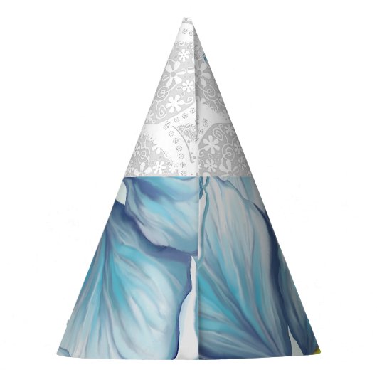 Hibiscus & kant TURQUOISE Feesthoedjes (Achterkant)