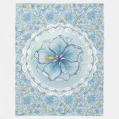 Hibiscus & kant TURQUOISE Fleece Deken (Voorkant)