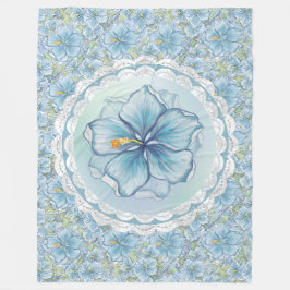 Hibiscus & kant TURQUOISE Fleece Deken