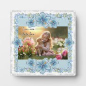 Hibiscus & kant TURQUOISE Fotoplaat (Voorkant)