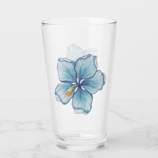 Hibiscus & kant TURQUOISE Glas (Achterkant)