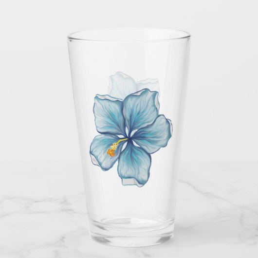 Hibiscus & kant TURQUOISE Glas (Voorkant)