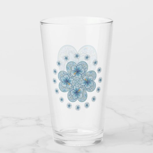Hibiscus & kant TURQUOISE Glas (Achterkant)