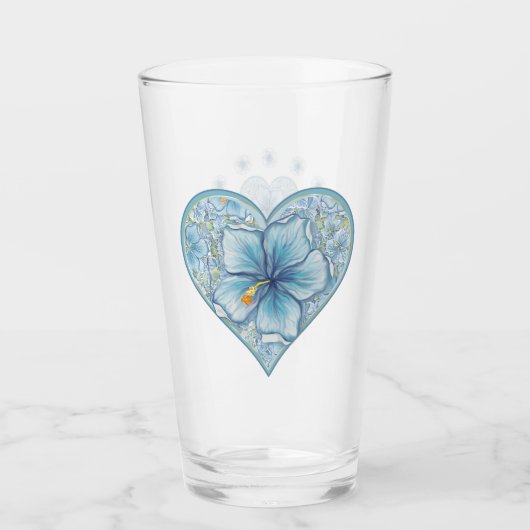 Hibiscus & kant TURQUOISE Glas (Voorkant)