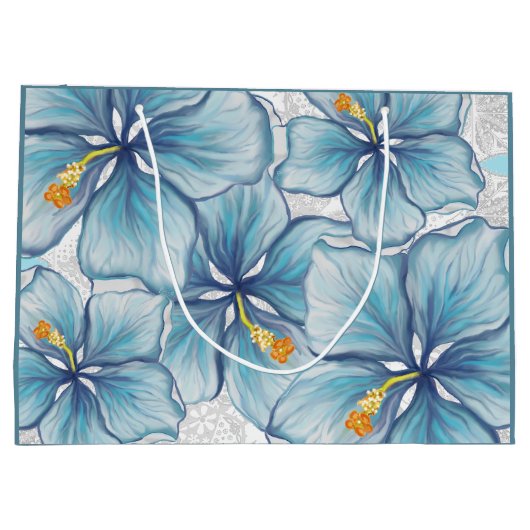 Hibiscus & kant TURQUOISE Groot Cadeauzakje (Achterkant)