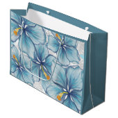 Hibiscus & kant TURQUOISE Groot Cadeauzakje (Voorkant Gekanteld)