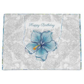 Hibiscus & kant TURQUOISE Groot Cadeauzakje (Voorkant)