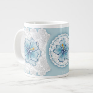 Hibiscus & kant TURQUOISE Grote Koffiekop