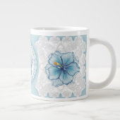 Hibiscus & kant TURQUOISE Grote Koffiekop (Rechts)