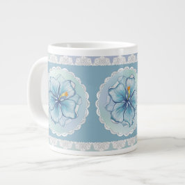 Hibiscus & kant TURQUOISE Grote Koffiekop