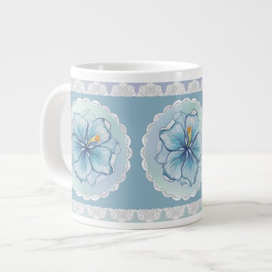 Hibiscus & kant TURQUOISE Grote Koffiekop (Links)