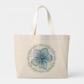 Hibiscus & kant TURQUOISE Grote Tote Bag (Achterkant)