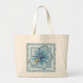 Hibiscus & kant TURQUOISE Grote Tote Bag (Voorkant)