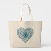Hibiscus & kant TURQUOISE Grote Tote Bag (Achterkant)