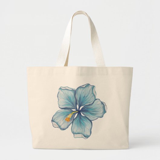 Hibiscus & kant TURQUOISE Grote Tote Bag (Voorkant)