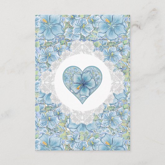 Hibiscus & kant TURQUOISE Informatiekaartje (Voorkant)