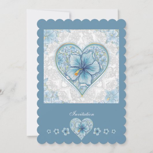 Hibiscus & kant TURQUOISE Kaart (Voorkant)