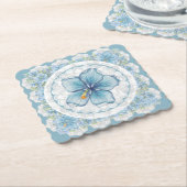 Hibiscus & kant TURQUOISE Kartonnen Onderzetters (Gebogen)