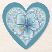 Hibiscus & kant TURQUOISE Kartonnen Onderzetters (Voorkant)