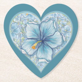 Hibiscus & kant TURQUOISE Kartonnen Onderzetters