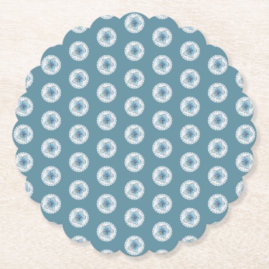 Hibiscus & kant TURQUOISE Kartonnen Onderzetters (Voorkant)