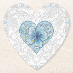 Hibiscus & kant TURQUOISE Kartonnen Onderzetters