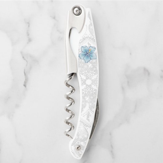 Hibiscus & kant TURQUOISE Kurkentrekker (Voorkant)