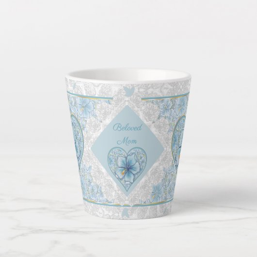 Hibiscus & kant TURQUOISE Latte Mok (Voorkant)