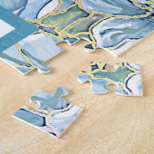 Hibiscus & kant TURQUOISE Legpuzzel (Zijkant)