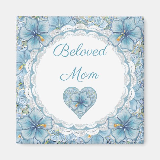 Hibiscus & kant TURQUOISE Magneet (Voorkant)