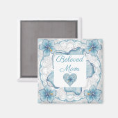 Hibiscus & kant TURQUOISE Magneet (Voorkant / Achterkant)